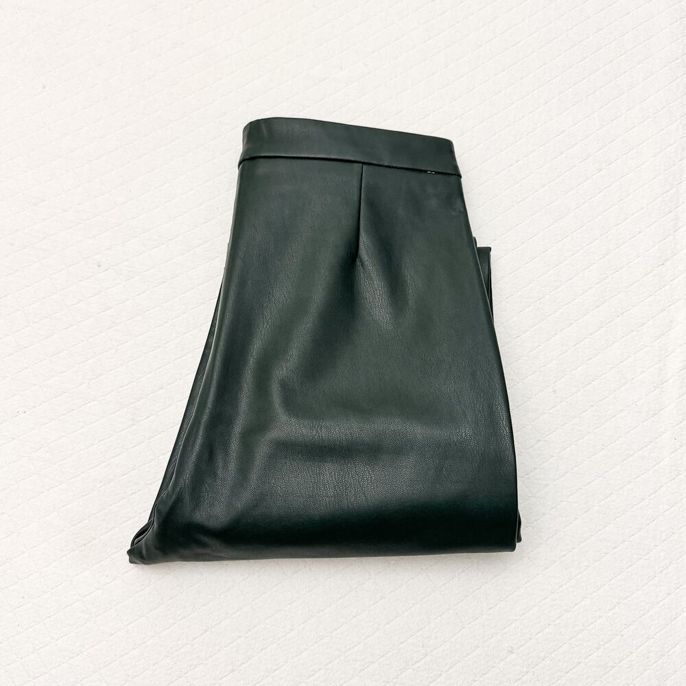 Zara Olive Leather Motorcycle Pants Faux Leather Size M NWT